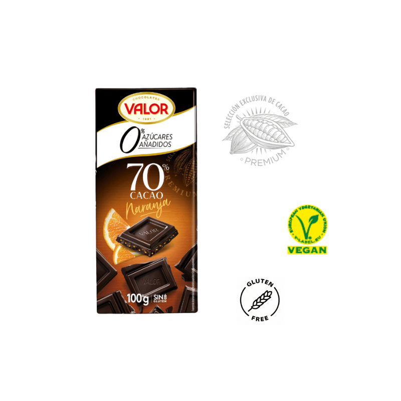 CIEMNA CZEKOLADA Z POMAR. 100 GR VALOR BEZ CUKRU