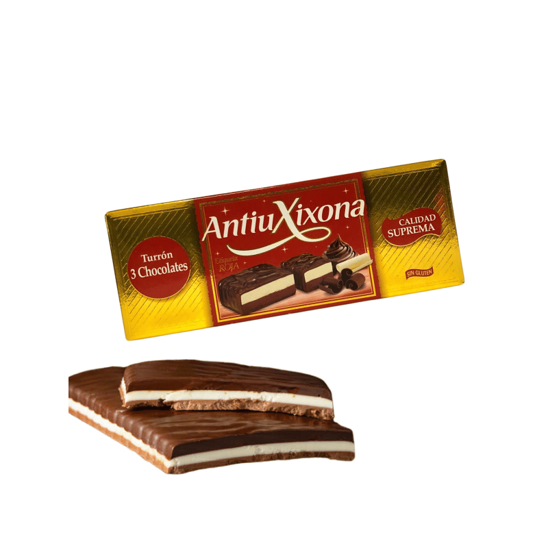 Turron 3 CZEKOLADY 150g Antiu Xixona Et Roja 