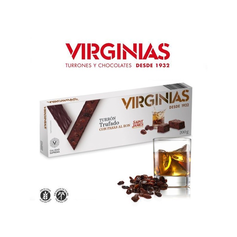TURRON truflowy z rodzynkami i rumem 200 GR VIRGINIAS 